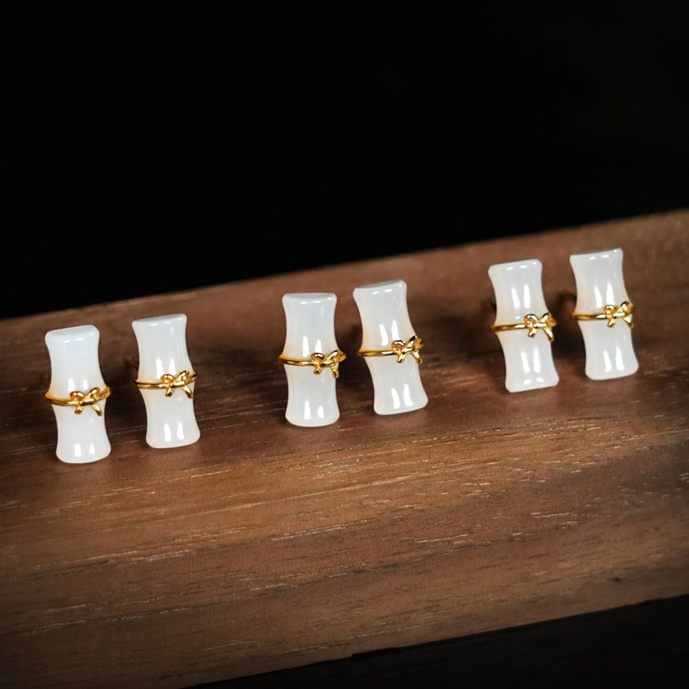 Qinghai White Nephrite Jade Earrings — Qinghai jade