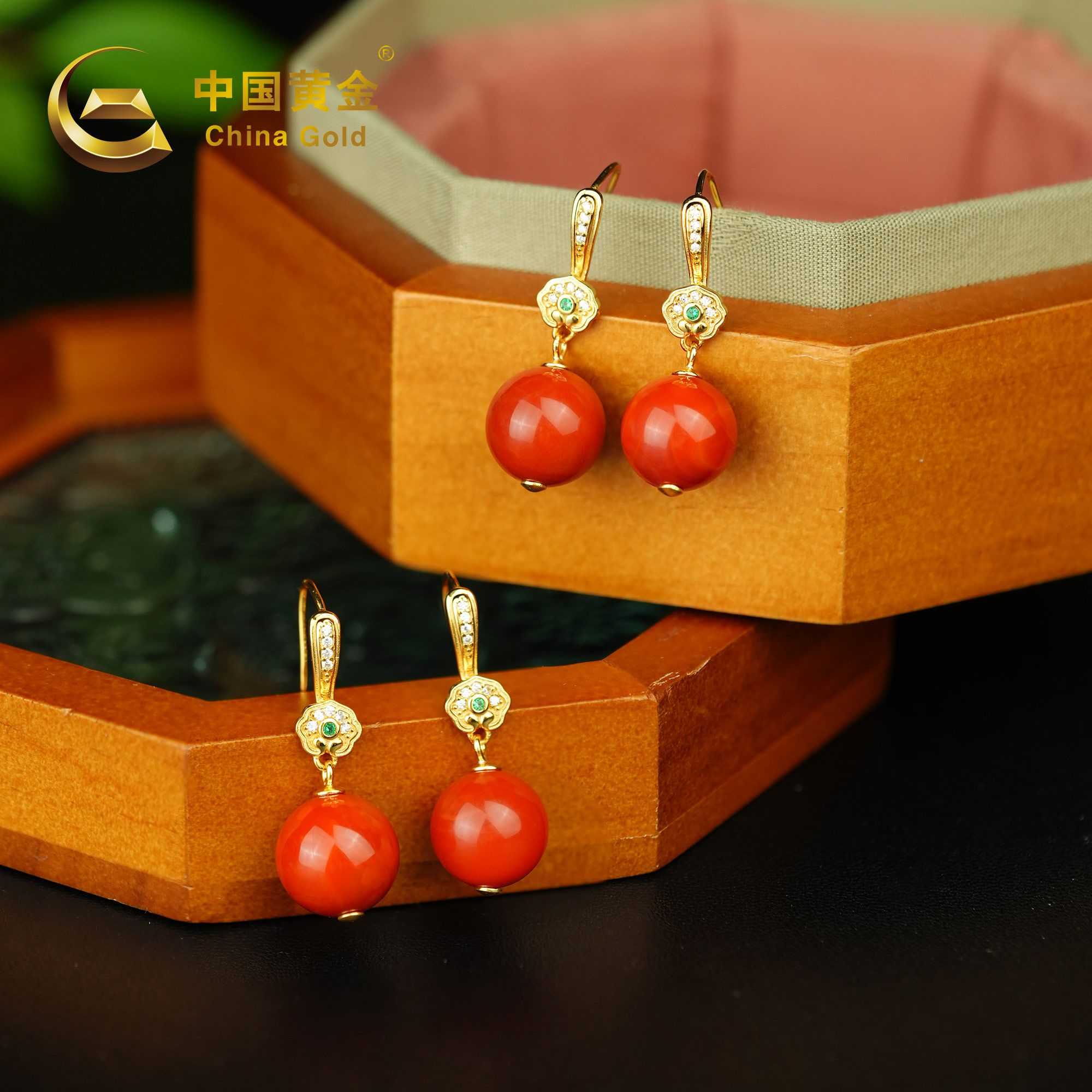 Sichuan Nanhong Agate Earrings — Sichuan jade
