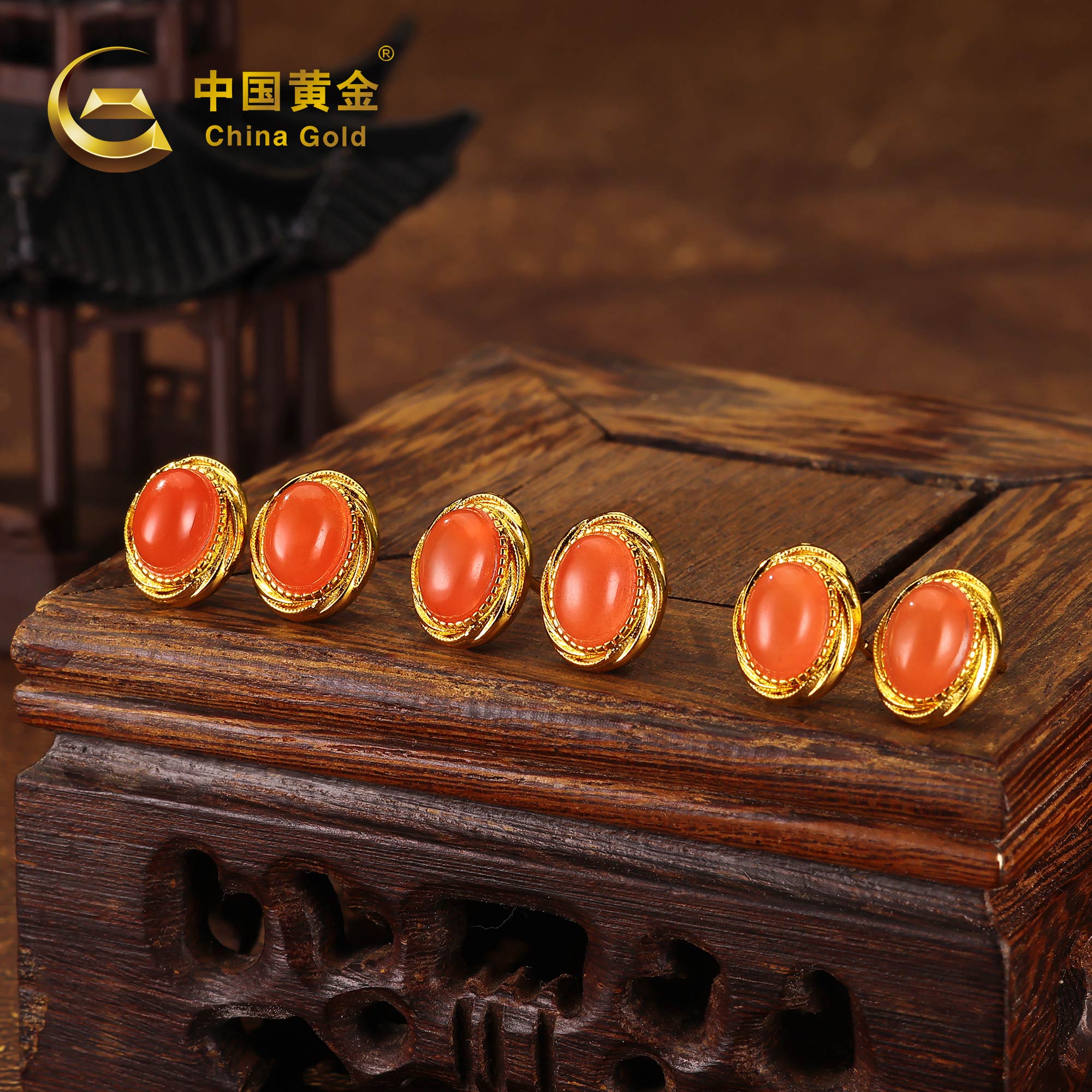 Sichuan Nanhong Agate Earrings — Sichuan jade