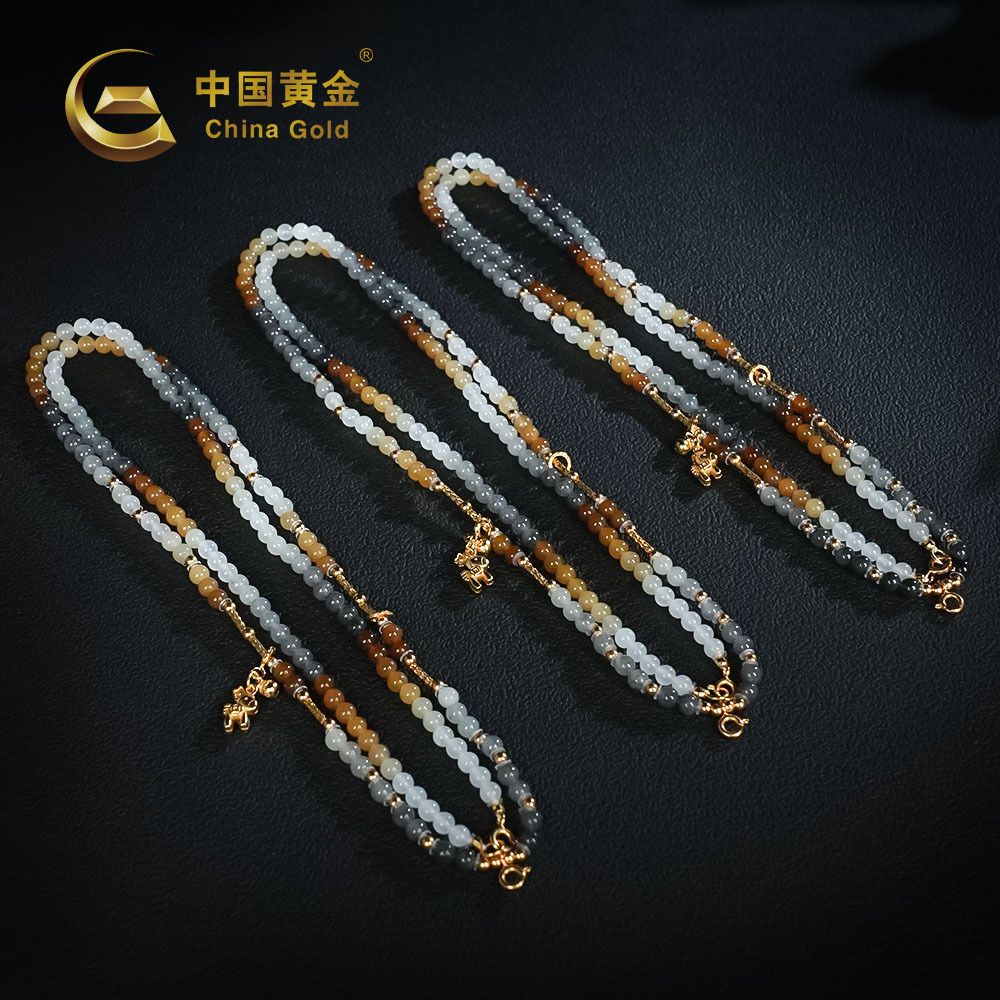 Xinjiang Hetian Nephrite Jade Beaded Bracelet — Xinjiang jade