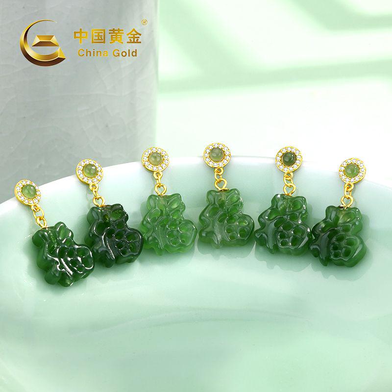 Russian Green Nephrite Jade Earrings — Russian jade