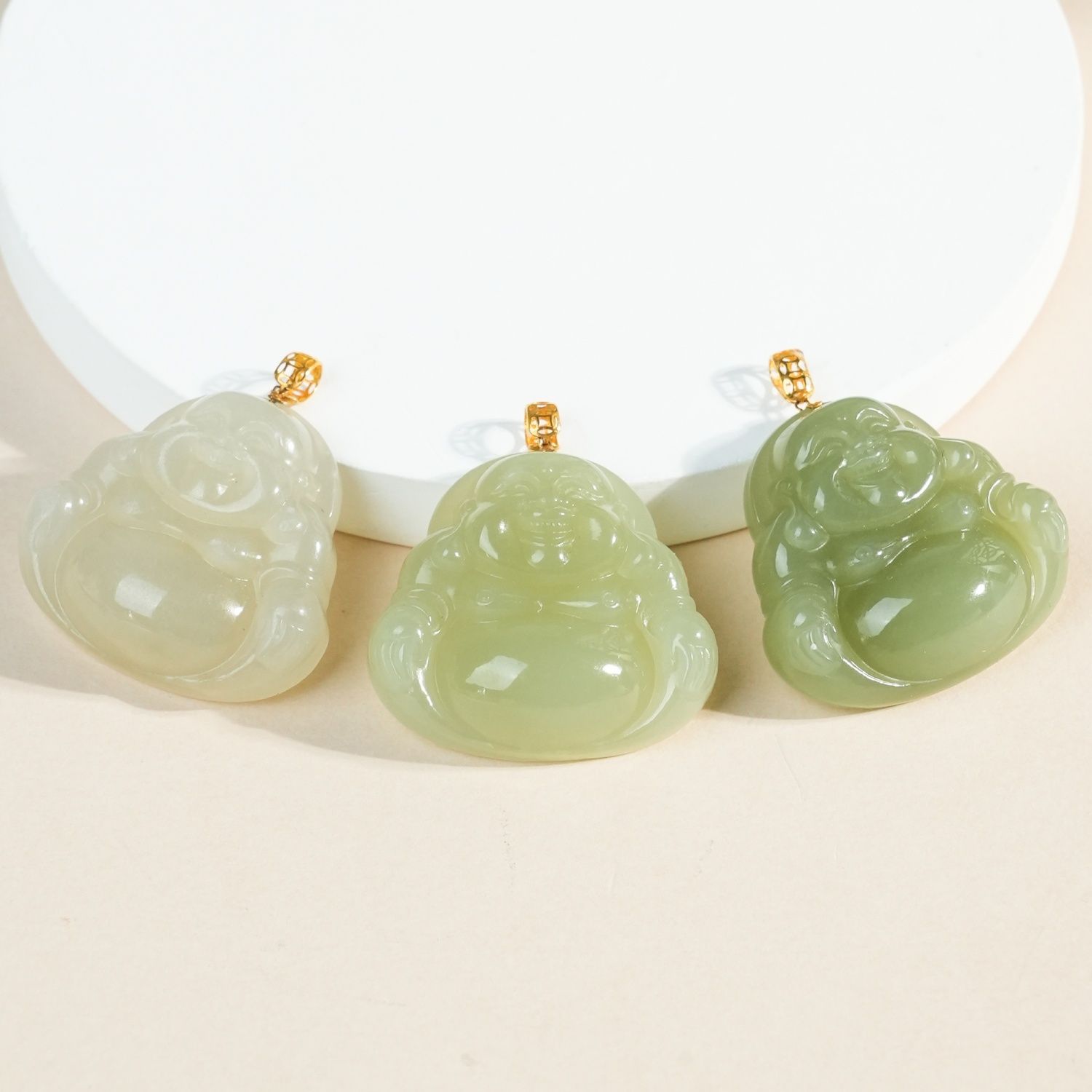 18K Gold Qinghai Hetian Nephrite Jade Pendant — Qinghai jade