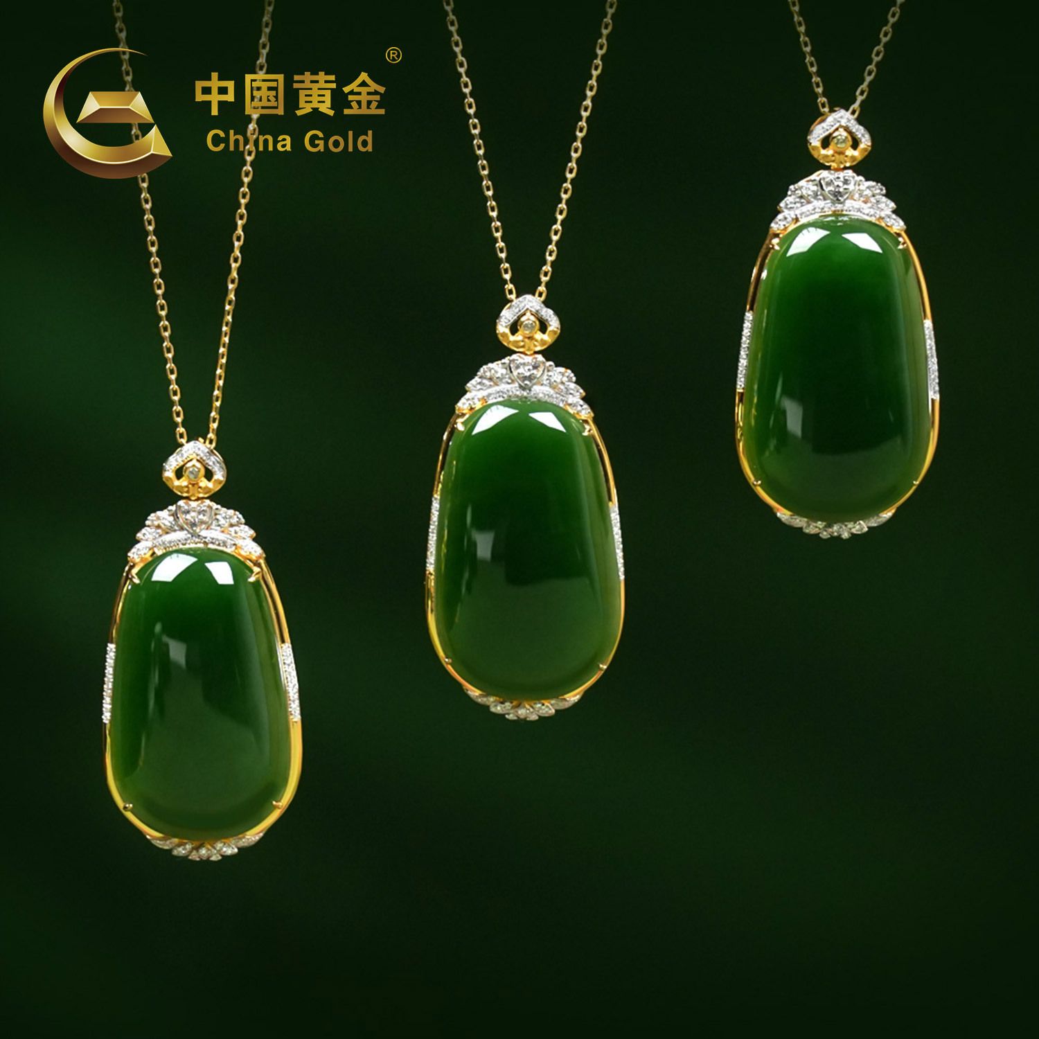 18K Gold Russian Green Nephrite Jade Pendant — Russian jade