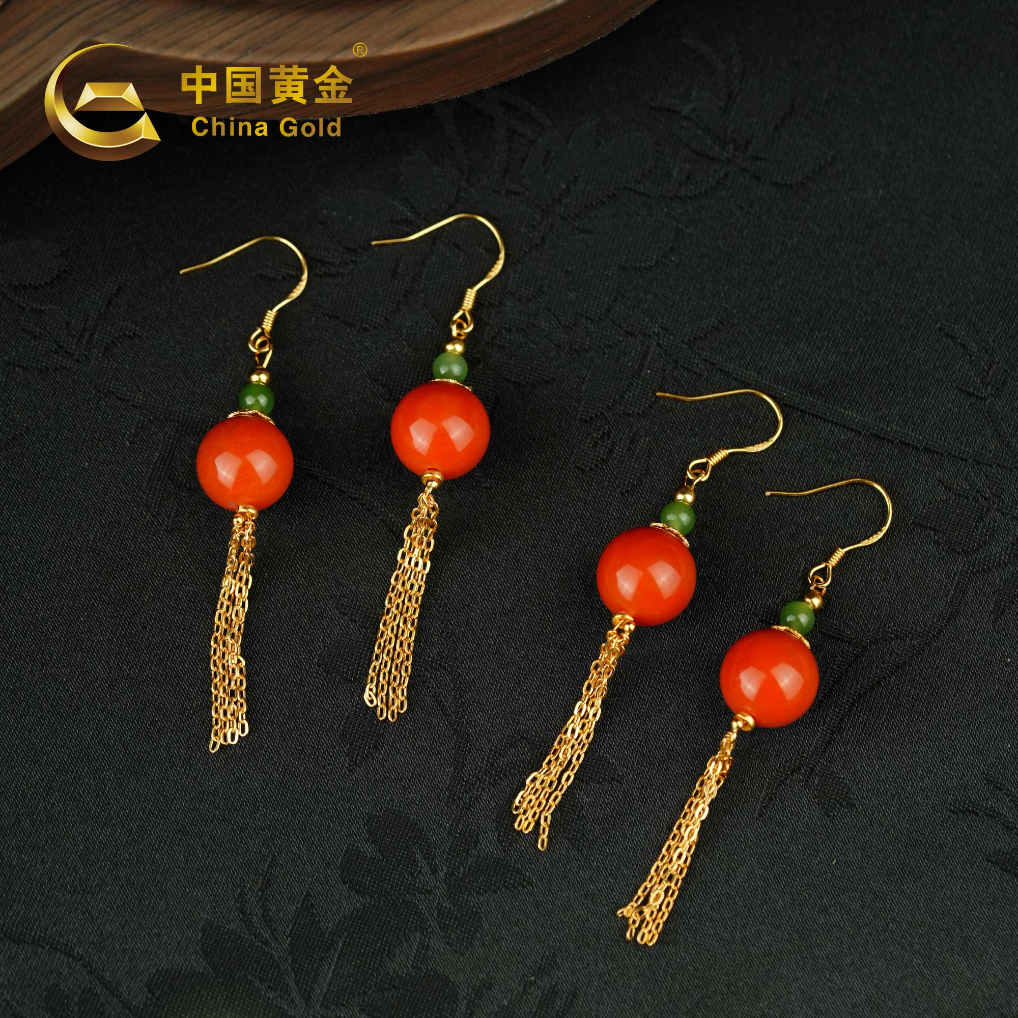 Sichuan Nanhong Agate Earrings — Sichuan jade
