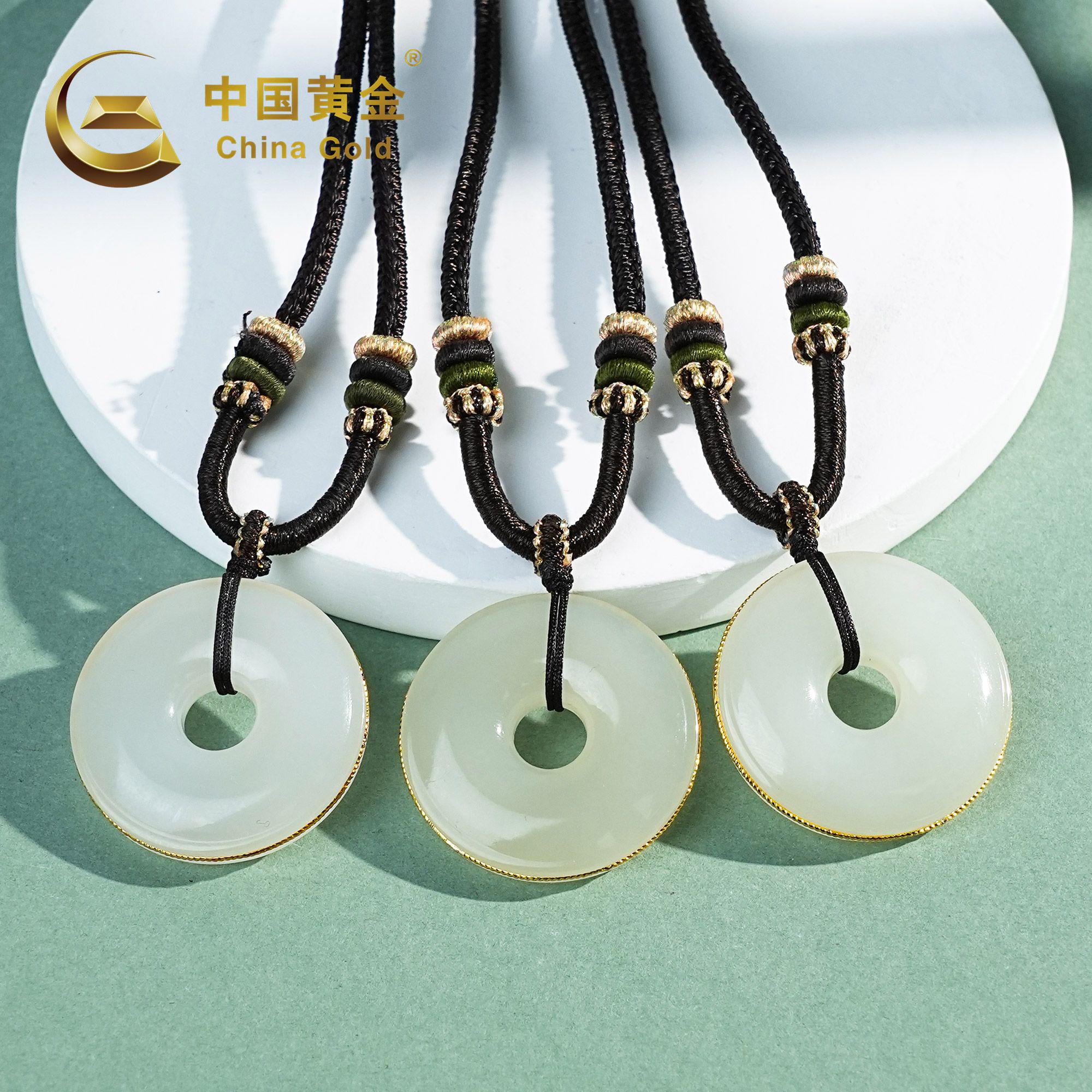 18K Gold Qinghai White Nephrite Jade Pendant — Qinghai jade